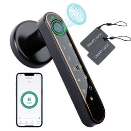 5-in-1 Unlock - Fingerprint, Bluetooth, Code, IC Card, Key Fingerprint Door Lock, Smart Door knob,Biometric Door Lock for Bedroom Home Hotel Office Apartment