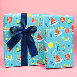 Big Dot of Happiness Feliz Cumpleanos Wrapping Paper, Colorful It's Your Day Fiesta Decorations, Happy Birthday Party Gift Wrap, 24 in x 7 feet, 1 Roll