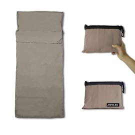 Lightweight Sleeping Bag Liner Camping Travel Sheets Ultralight Sleeping Bag Sack for Backpacking Hiking Hotel Hostels and Traveling, Stuff Sack Included (Khaki)