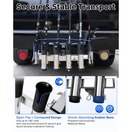 Spirrelab Adjustable Hitch Fishing Rod Holder for Truck 2" Hitch Receiver– Holds 10 Rods, Fishing Pole Rack for Truck Fishing Pole Holder for Truck