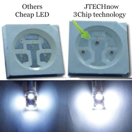 britelites Jtech 6x 194 168 2825 T10 5 SMD White LED Car Lights Bulb by Newest 5050 Chipset Technology