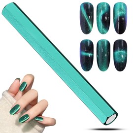C12rtive Cat Eye Magnet Tool,Professional Double-Ended Hexagon Strong Nail Magnet Stick for Cat Eye Gel Nail Polish,Suitable for Personal DIY, Nail Studio or Nail Salon(Green)