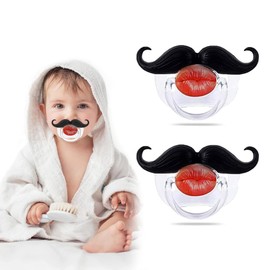 Funny Baby Pacifiers,Mustache Pacifiers 0-18 Months for Babies,Mustache Binky,Gift for Newborns,Infants,Toddlers,Baby Boys,BPA Free(Mustache Pacifiers)