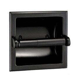 Designers Impressions Black Recessed Toilet/Tissue Paper Holder All Metal Contruction - Mounting Bracket Included