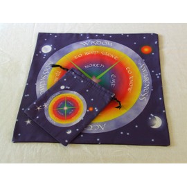 Tarot or Altar Accessory Set - Four Powers of Magick - Altar or Tarot Cloth with Drawstring Bag - Divination Cloth or Casting Mat with Pouch
