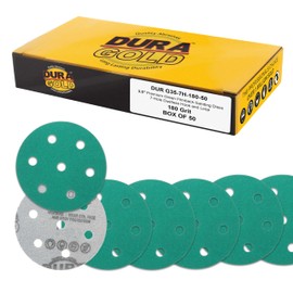 Dura-Gold Premium 180 Grit 3.5" (90mm) Green Film Sanding Discs, 7-Hole Pattern, Box of 50 - Fits Festool RO 90 Rotex Hook & Loop Backing Sandpaper for Random Orbital Sander, Auto Paint Wood Furniture