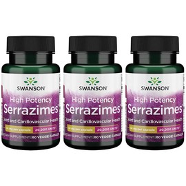 Swanson High-Potency Serrazimes 20000 Units 20000 Units 60 Veg Capsules Enzyme (3 Pack)