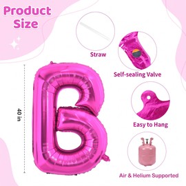 Hot Pink Letter B Balloons,B Letter Balloon 40 Inch Foil B Balloon