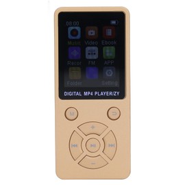 64GB MP3 Player with Bluetooth, Portable HiFi Lossless MP3 Music Players with HD Speaker, Media Player with Video/FM Raido/Recorder/Alarm Clock Function (Gold)