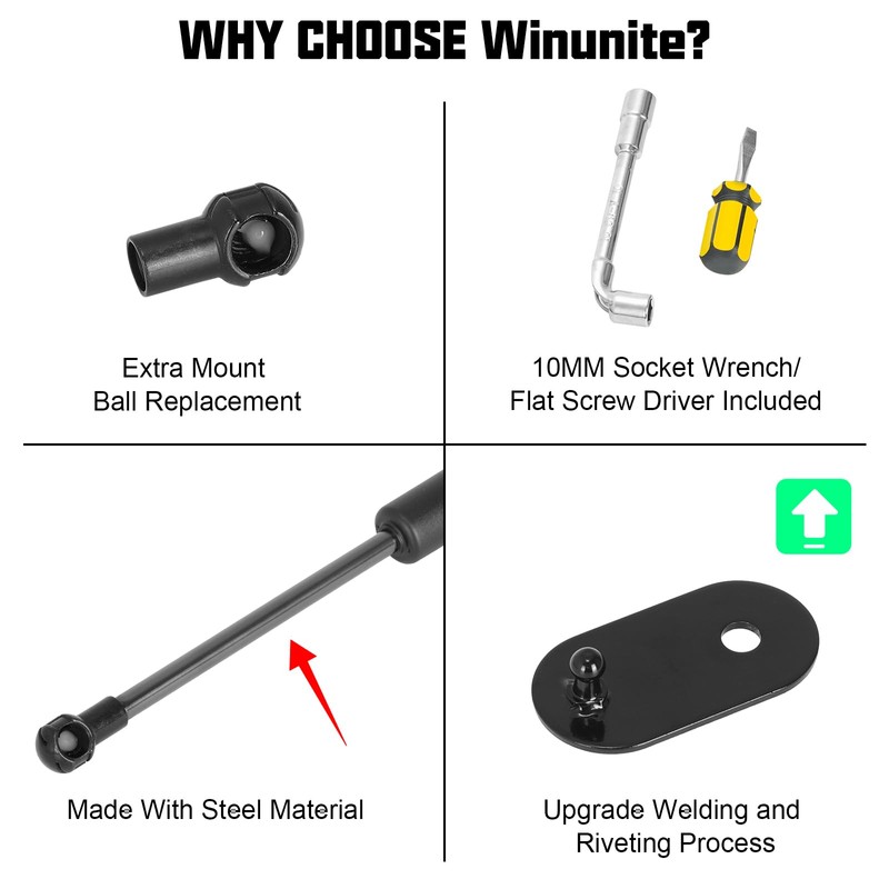 Winunite Compatible with 2015-2025 F150 Blue Tailgate Assist – Stainless