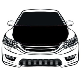 Black Car Cover 3.3X5FT/6X7FT 100 Percent Polyester,Engine Flag, Elastic Fabrics Can be Washed,Car Bonnet Banner (3.3X5FT)
