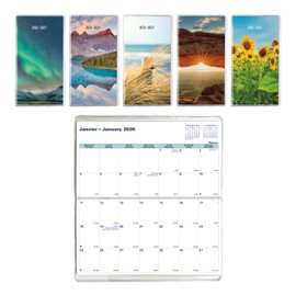 Blueline® 2026 Essential Monthly Two-Year Pocket Planner, January 2026 to December 2027, Stitched Binding, 6.5" x 3.5", Assorted Designs, Bilingual (CA424B.ASX-26)