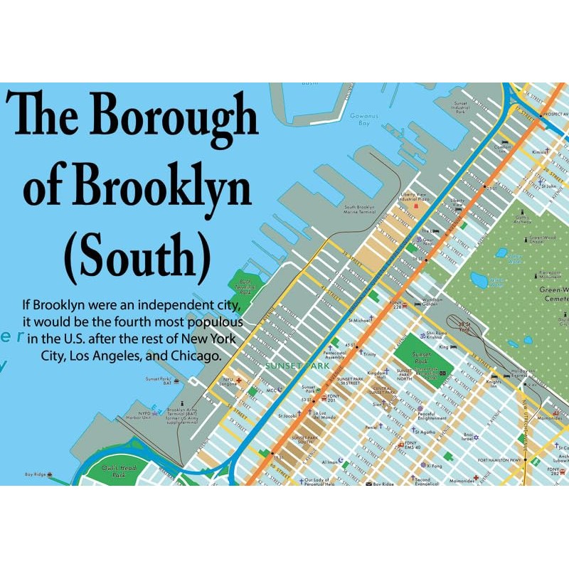 The Borough of Brooklyn (South) Map - 47.6 x 34.2