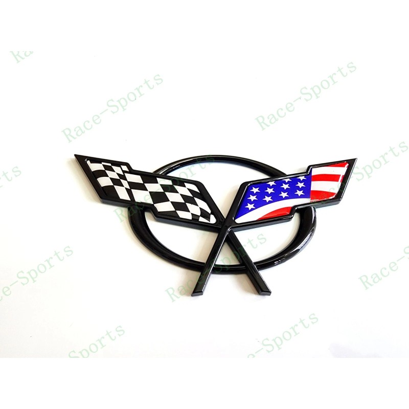 AUTO 2PC Black Front & Rear Deck Lid Cross Blue