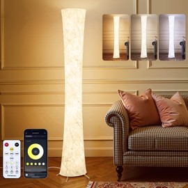 WORLD WIN LED Floor Lamp for Living Room, 61'' Modern Floor Lamp with 3 Color Temperature Light, APP & Remote Control, Timer Setting, Dimmable Standing Corner Lamps for Bedroom, Office