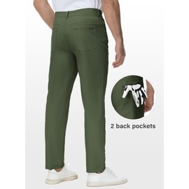 BGOWATU Mens Golf Pants Stretch Dress Pants Quick Dry Lightweight Work Casual Trousers with 5 Pockets Army Green 38