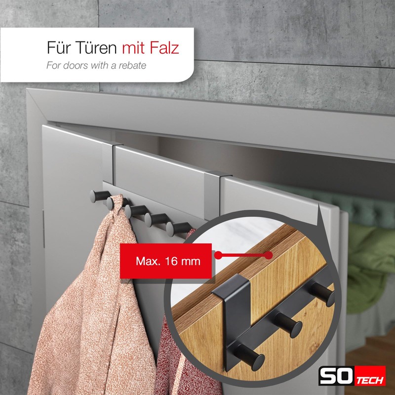 SOTECH Linea I Door Coat Rack (Stainless Steel Black Matt,