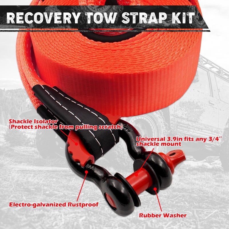 Handfly Offroad Recovery Kit, 3" x 30 ft Tow Recovery