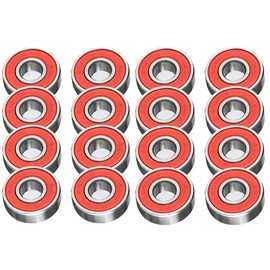 16PCS 608RS Red Skate and Skateboard Metal Wheel Bearings – ABEC 9 Rated – Great for Speed - Skateboards, Inline, Roller Skates, Scooter, Longboard Wheels