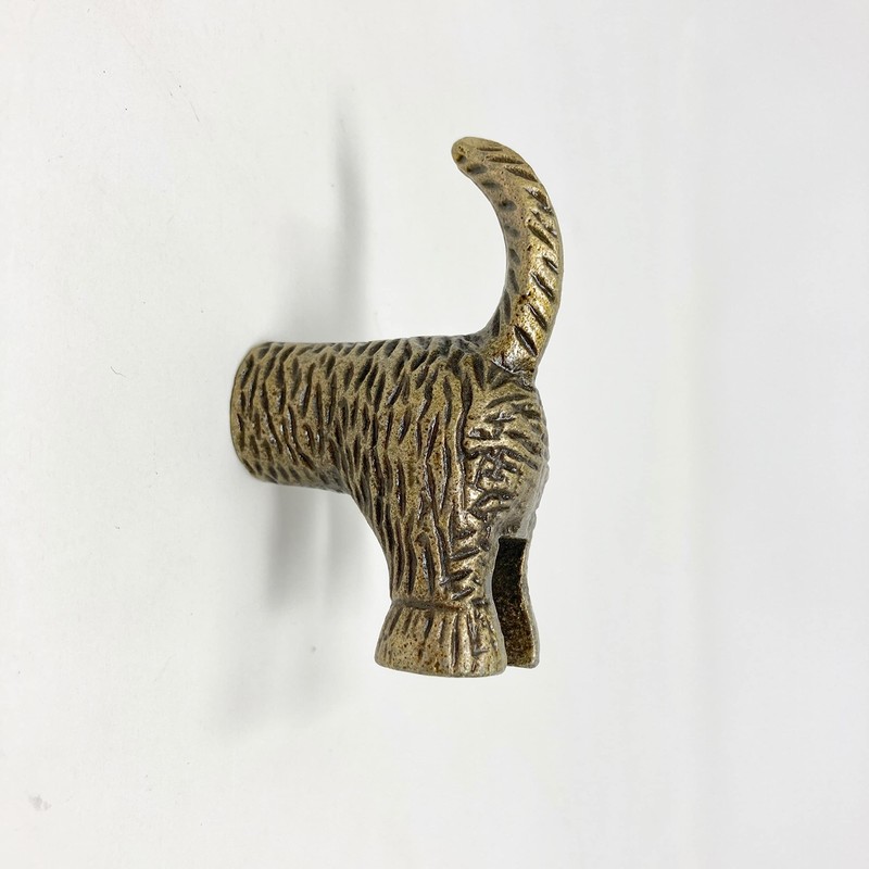 Dog Tail in Antique Brass Metal Drawer Knob or Hook