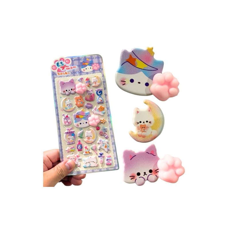 Cmart-Labo Squishy Sticker, 1 Sheet, Cute, 3D, For Elementary School