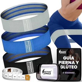 Bandas de Resistencia para Ejercicio | Kit 3 Ligas de Resistencia Elásticas de Tela | Fuerza, Fisio, Yoga, Crossfit, Gym | Glúteo, Piernas, Cadera | B