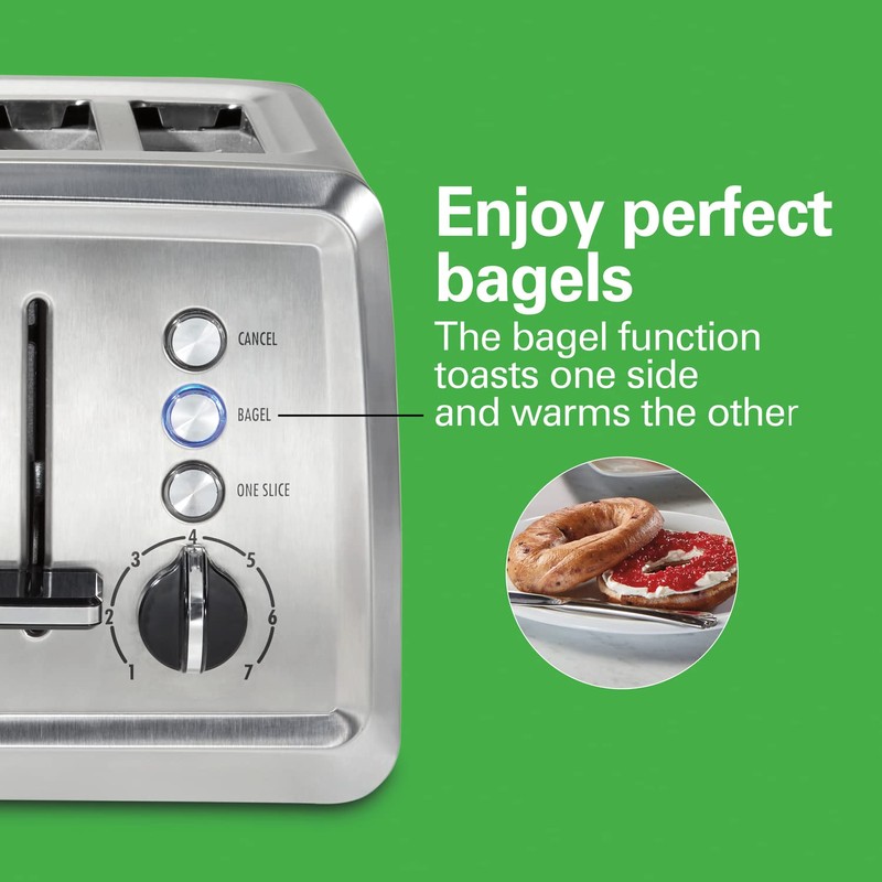 Hamilton Beach 4 Slice Toaster with Extra-Wide Slots, Bagel Setting,
