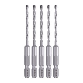 OIENNI Concrete Drill, Hexagonal Shaft, Set of 5, Carbide Drill, Rotation and Vibration, Drill Bit Set, Compatible with Blocks, Mortar, ALC, Brick, Ceramic Tile, Concrete (0.13 - 0.1 - 5 Pack)