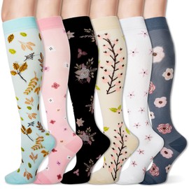 LEOSTEP Compression Socks for Women and Men Circulation , Knee High Stockings Support for Nurses, Cycling, Hiking, Running