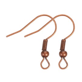 100Pcs Red Copper Earring Hooks, 20×17mm Copper Earrings with Ball and Coil Wires Earring Hooks for Jewelry Making DIY Jewelry Hooks Supplies Earrings Parts