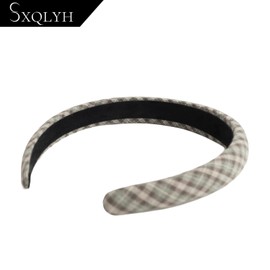 SXQLYH Headband Padded Checked Fabric Headband - Padded Women's Hair Accessories Fabric Hair Band Headbands Wide Padded Headband for Women Girls (Green, 2.2 cm)