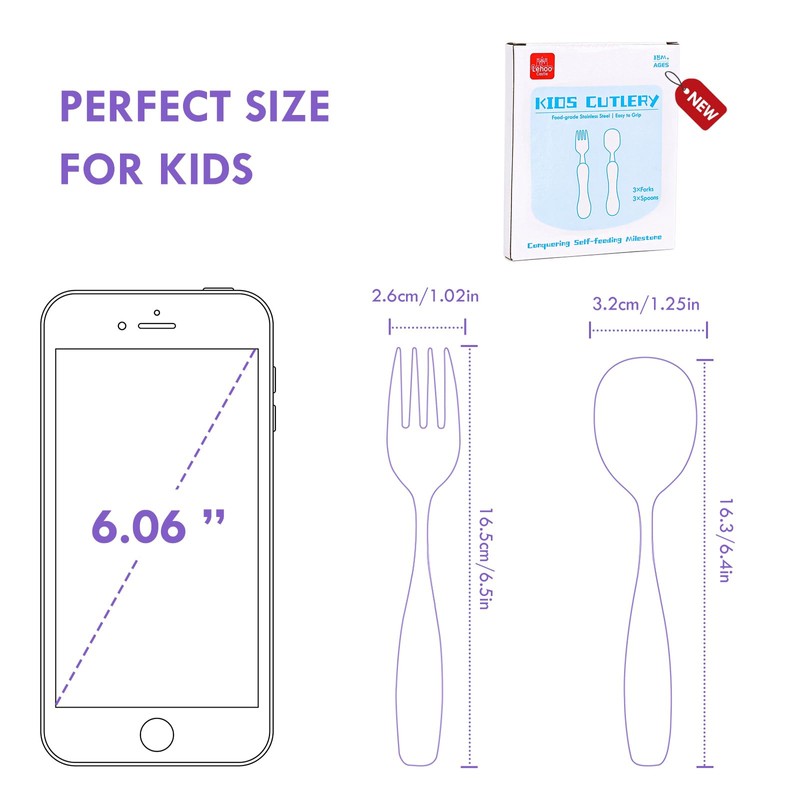 Lehoo Castle 6 Pieces Toddler Utensils, Kids Silverware for 2