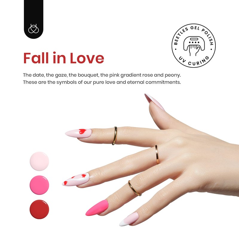Beetles Gel Nail Polish Set -6 Colors Pink Rose Red