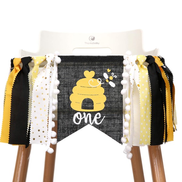 WAOUH Bee Banner for 1st Birthday Highchair Banner for First Birthday Decoration