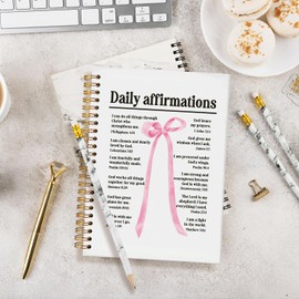 MOFUYU Bible Study Journal Supplies, Pink Bow Bible Notebook for Note Taking, Christian Journal for Women, Daily Affirmations Coquette Scripture, Cute Notebook for Bible Notes, 5.5x8.3 A5