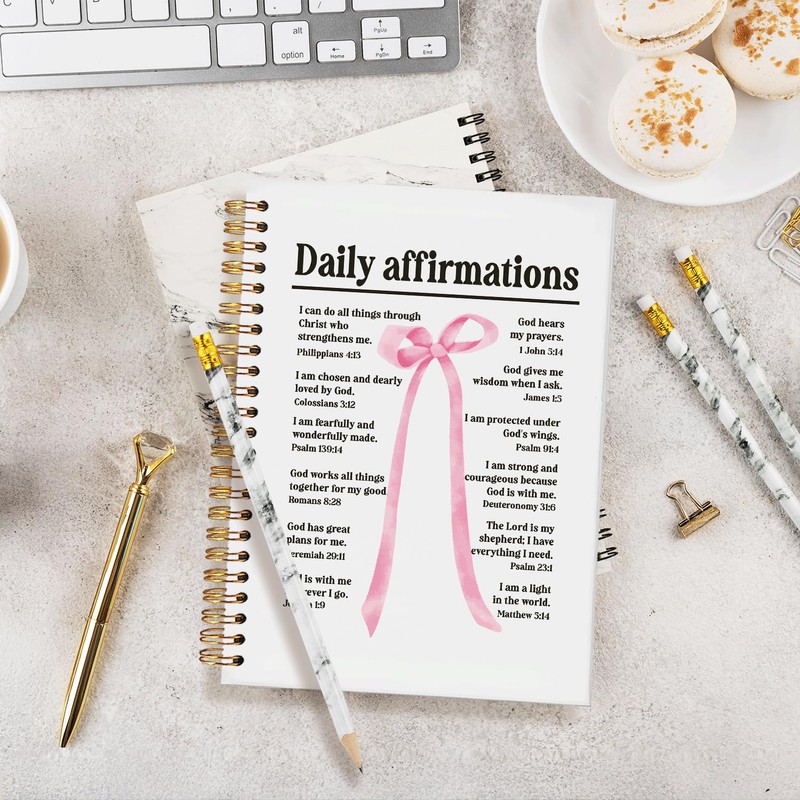 MOFUYU Bible Study Journal Supplies, Pink Bow Bible Notebook for