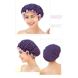 2 Pieces Double-layer Bath Cap Elastic Band Shower Hat Waterproof for Women Shower Spa (The purple)