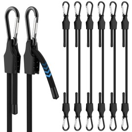 SDTC Tech 6 PCS Adjustable Bungee Cords with Carabiner Hooks, 12 Inch Elastic Tie Down Strap Ropes for Cargo, Bike, Luggage, Carts, Truck, Tent, etc (Easy to Adjust from 7" to 18")