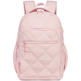 Bluboon - Mochila para mujer de 15.6 pulgadas para computadora portátil, mochila universitaria y escolar, mochila escolar para niñas, A Quilted Pink, XL, Mochilas Daypack