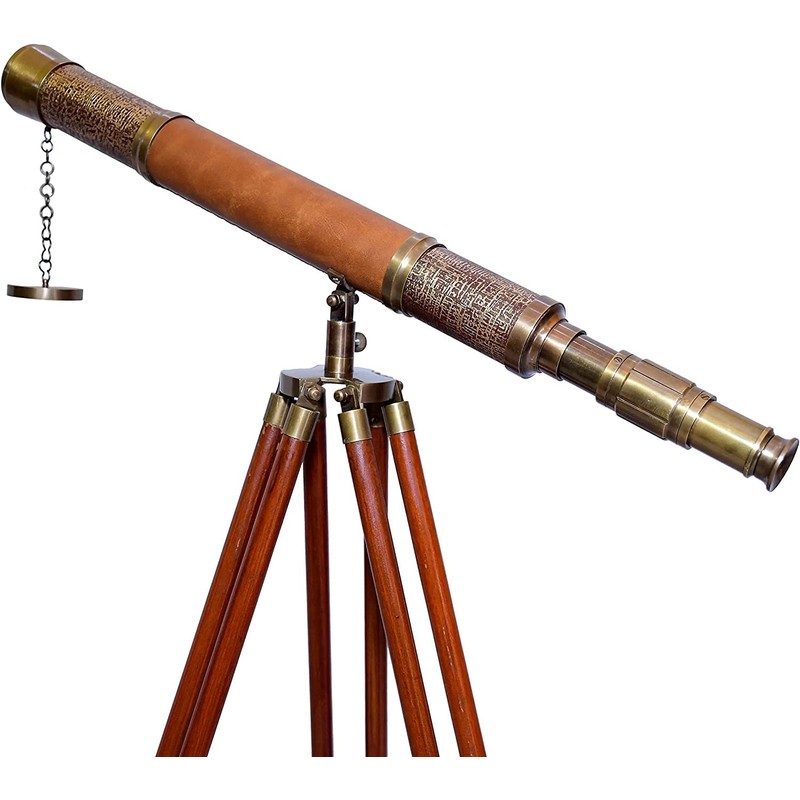 Single Barrel Antique Brass with Brown Leather On Center Marine