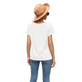 TASAMO Twist Knot Shirts Rolled Sleeve and Stylish Tunic Tops for Summer (X-Large,White)