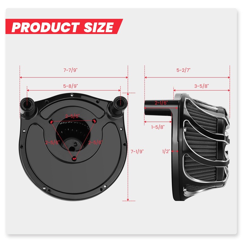 kekykm Twin Cam Air Cleaner Intake Filter Kit For Harley