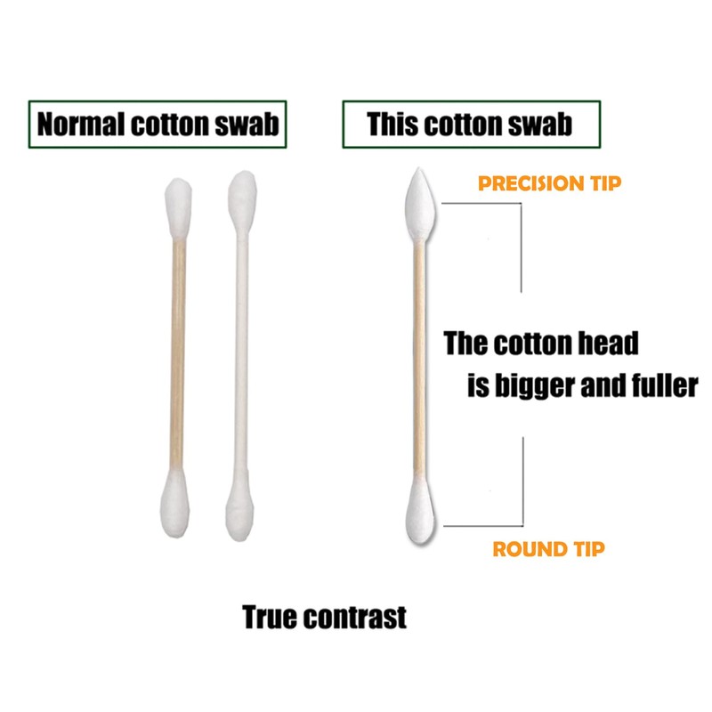 Thick Cotton Swabs,XL Size Natural Bamboo Cotton Buds,Precision & Round