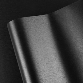 Abyssaly Stainless Steel Fridge Wrap Peel and Stick for Kitchen, Brushed Black Contact Paper, Self-Adhesive Metallic Wallpaper for Microwave Oven and Cabinets 15.7" X 393.7"
