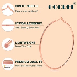 2mm Sterling Silver Big Hoop Earrings for Women Gold Filled Hoop Earrings Large Gold Hoop Earrings for Womens Hypoallergenic Circle Endless Thin Hoop Oversize Earrings 20/30/40/50/60/70Mm Aretes De Aro