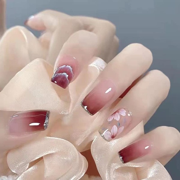 Press On Nails Short Ballet, Cute Design Fake Nails, Beautiful