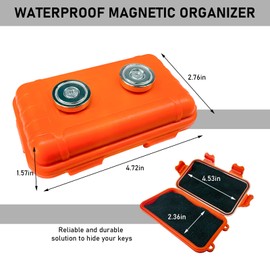 KVAEY 1 PCS Magnetic Key Box, Indoors Outdoors Waterproof Magnetic Hidden Key Holder Under Vehicles, Safe Key Hider Storage Under Car to Hide A Key Outside, Car Accessories (Orange)