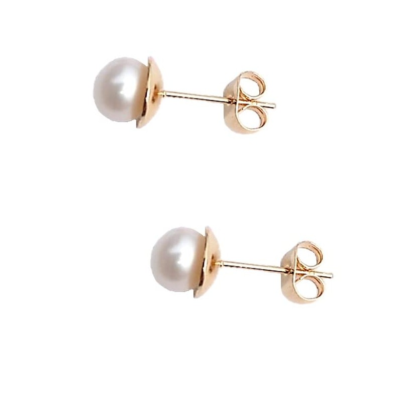 Collar Aretes y Pulsera Chapa de Oro Perlas Cultivadas con