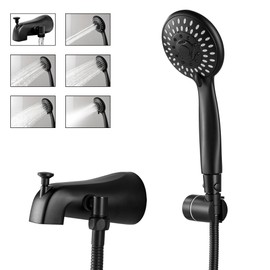 BEIYI Tub Spout with Diverter Matte Black, 5 Settings Metal Bathtub Faucet with Sprayer High Pressure Bath Tub Faucet Set