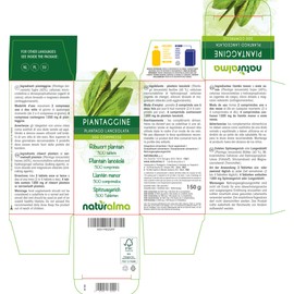 Ribwort Plantain or Narrowleaft Plantain (Plantago lanceolata) Leaves NATURALMA | 150 g | 300 Tablets of 500 mg | Food Supplement | Natural and Vegan